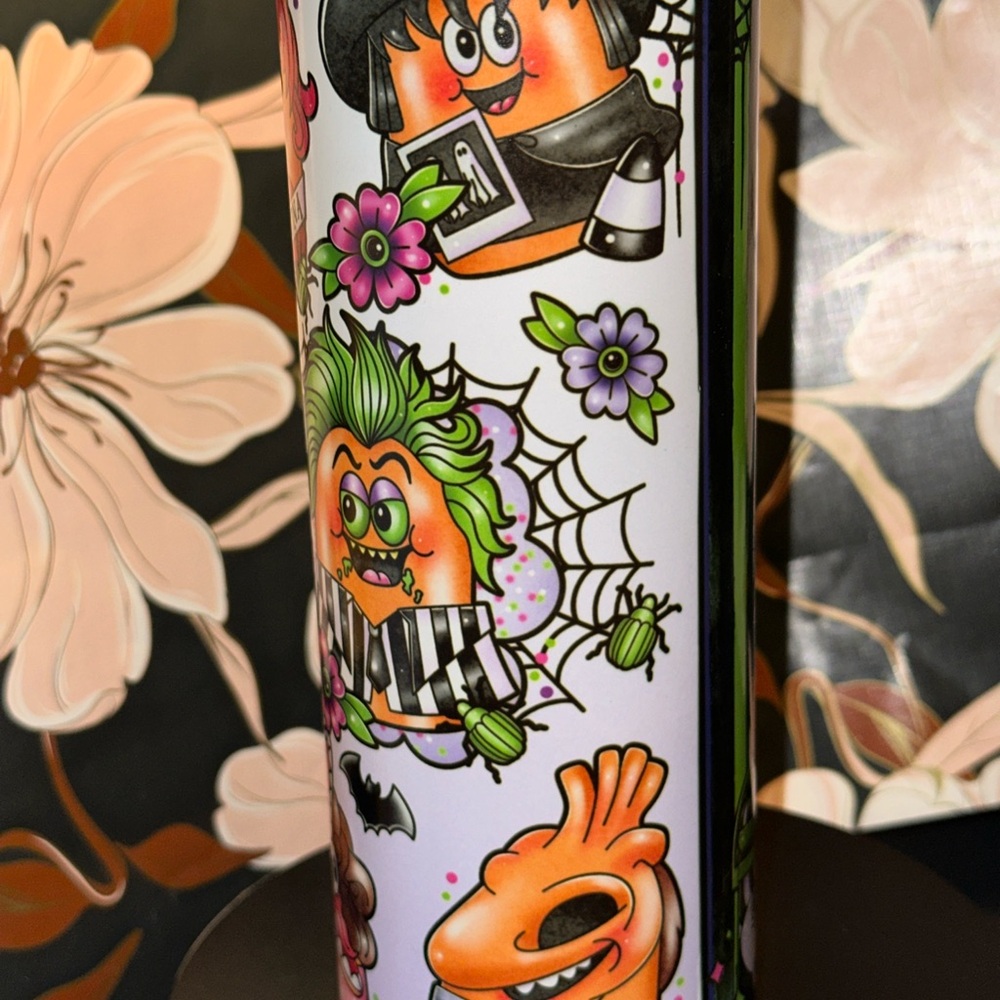 Chicken nugget Beetlejuice 20 ounce green glow in the dark Tumbler